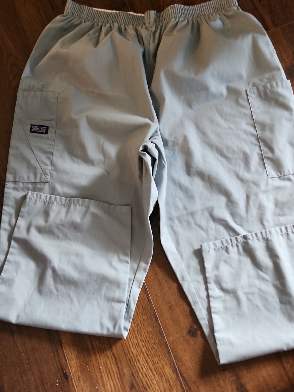 Cherokee Light Gray Women's Scrub Pants with Elastic Waist.